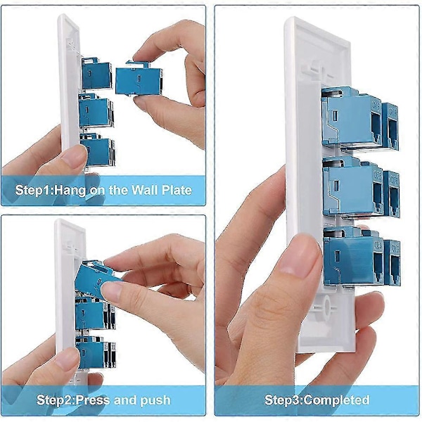 2-pak 6-ports Ethernet vægplade, Rj45 Cat6 hun til hun jack inline koblingsplader Ethernet-kabel