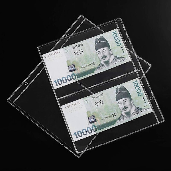 10 st Valutasidor Transparenta 2-ficks PVC Papperspengar Skyddsfickor för Hemmet