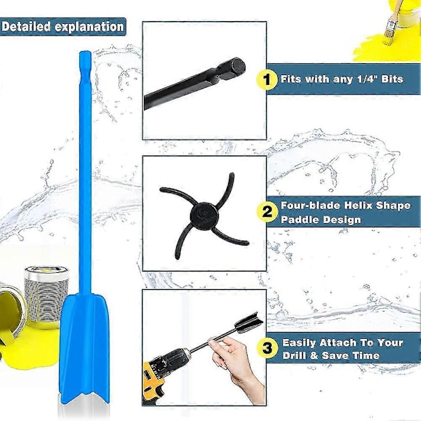 4 stk. Epoxy Mixer Tilbehør til Boremaskine, Genanvendelig Maling og Resin Mixer Paddle til Blanding af Epoxy Resin, P