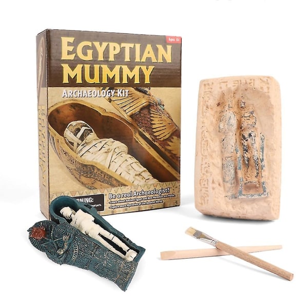 Mummy Dig Kit Egyptiska Egypten Kista med Mummy Statyett Harts Hantverk konstdekor Samlarobjekt Julklapp