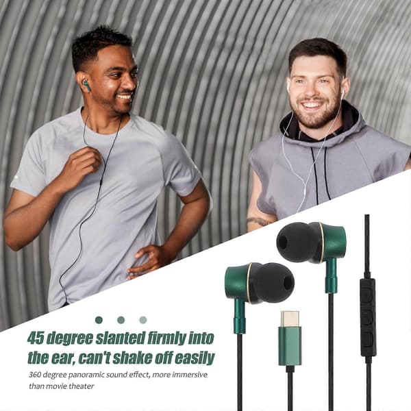 USB C Hörlurar Ergonomiska Trådbundna Kontroll In-ear Brusreducerande Headset