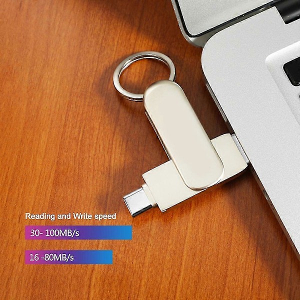 3-i-1 USB-minnepinne Type-c+-usb+usb3.0 Mini Metallminnepinne U Disk (256GB)