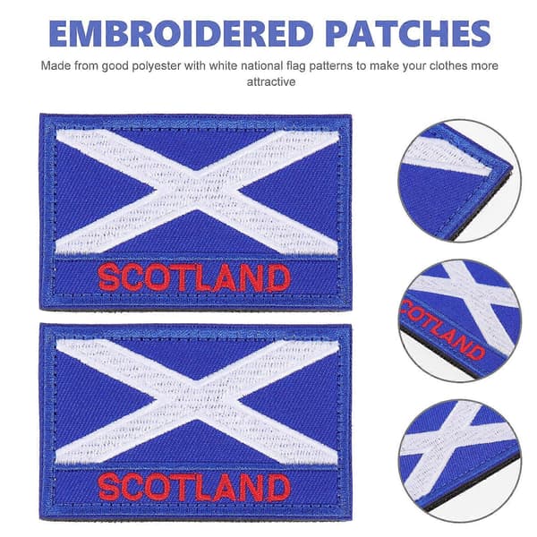 2 st Skottland Flagga Patchar Broderade Nationalflagga Applikation Kläder Patchar