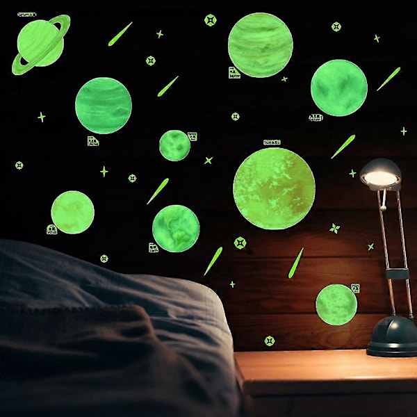 Självlysande Planet Väggdekaler, DIY Fluorescerande Väggdekaler För Barnrumsdekoration Fönsterfest