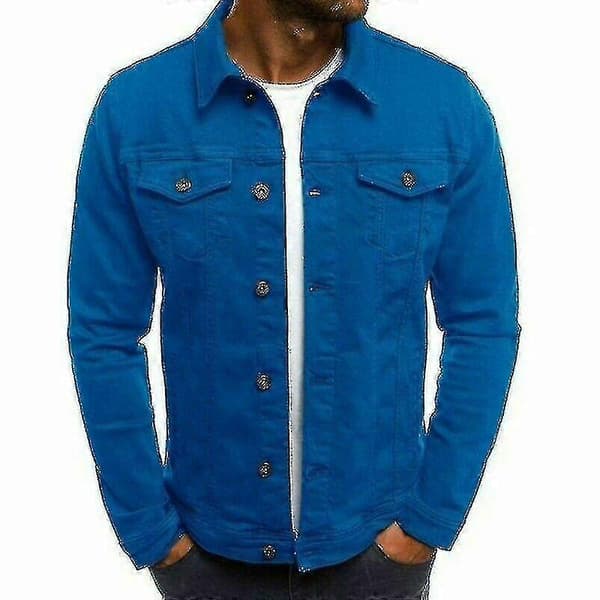 Herr Jeansjacka Kort Slim Fit Blue M