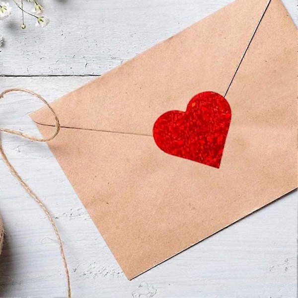 Glitter Hjerte Klistremerker for Valentinsdagen, Rød Hjerte Klistremerke Rull, Hjerte Etiketter For Jubileer Bryllup