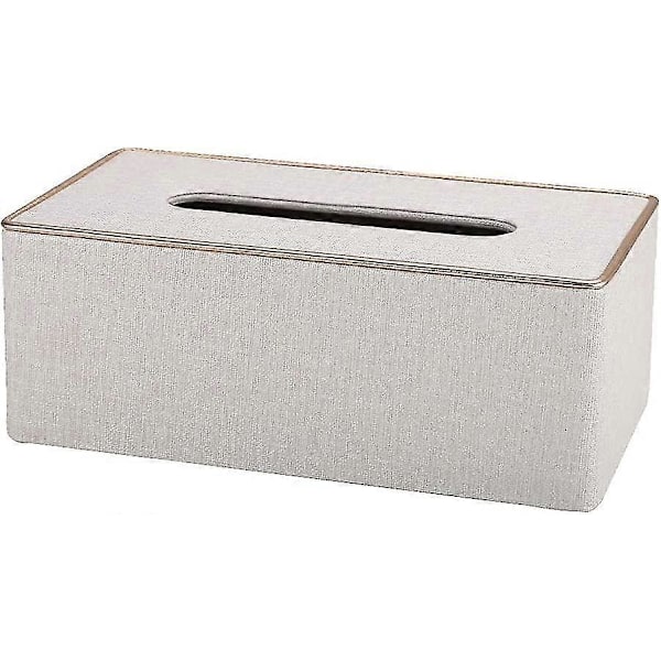 Servettbox i PU-läder, rektangulär servetthållare för hem eller kontor (pärlvit) Gåva
