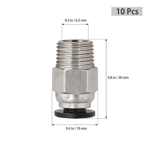 UEETEK 6 stk. PC4-01 Rett Pneumatisk PTFE Slangekobling for 3D-skriver