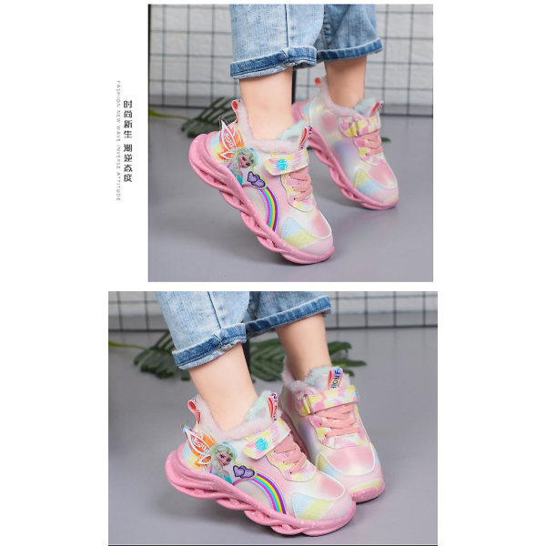 Frozen Girls Casual Shoes LED Light Up Sneakers pink1 29
