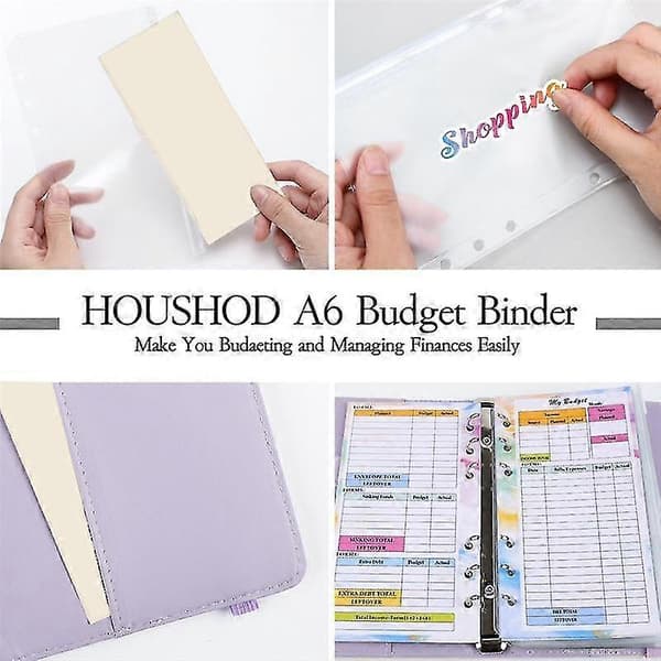 A6 Gradient Pärm Hand Ledr Pu Lösblad Kontantbudget Med Zi