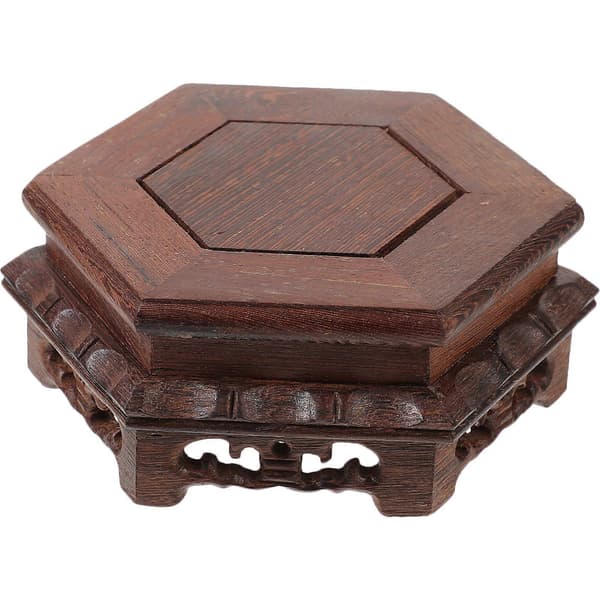 Trä Växtkruka Ställning Blomkruka Bas Hexagonal Bonsai Kruka Planteringskärl Riser Vas Displayställ