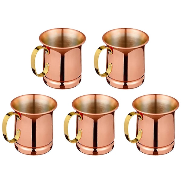 5x Ruostumattomasta teräksestä valmistettu olut-/maitomuki, käsintehty Moscow Mule -kuppi, Moscow Mule, juoma-astiat