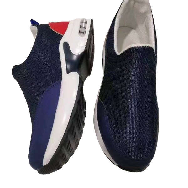 Dammode Casual Sneakers med tjock sula Sport Gym Löparskor Navy Blue 36