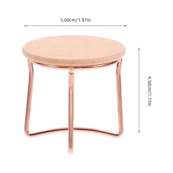 Te-bord i træ og metal til dukkehus, sidebord, mini-husmøbler