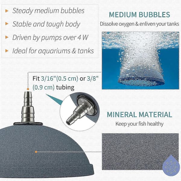Akvarium 10cm Pain Air Stone Bubble Diffuser Release Tool för Luftpumpar Akvarier Hinkar Dammar och Tankar DWC - 2-pack