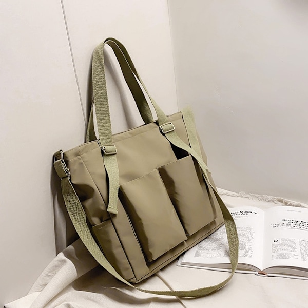 Dame Taske Shopper Simpel Mode Lynlås Håndtaske Håndtaske Green No pendent
