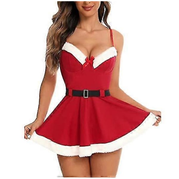 Julunderkläder Sexiga Tomteunderkläder för Kvinnor Red 2XL