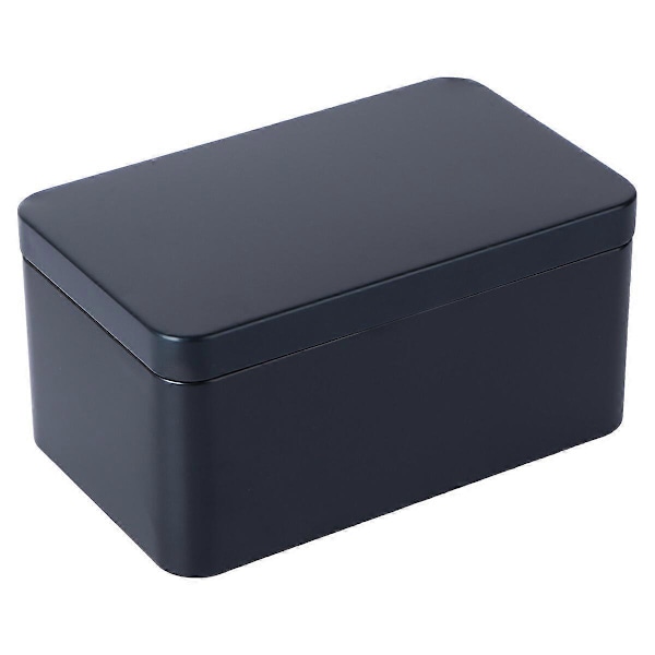 Rektangulær boks i blikk Mini bærbar teblad oppbevaringsbeholder Godteri Organizer Hjemmeoppbevaringsboks - 13x8x6cm (Svart)