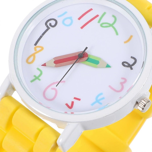 1 stk. Børneure Quartz Ure Kreative Tidslærings Armbåndsure Studenterure (Gul)