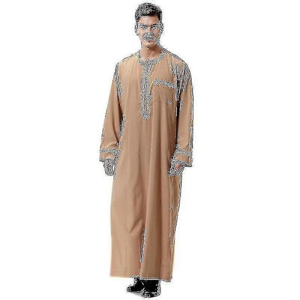 Mænds Mu Saudi Kaftan Robe Dubai Tunika Lang Top Bluser Thobe Tøj