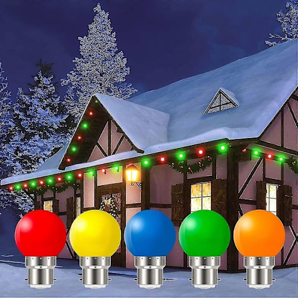 20-pack B22 Bajonett Färgade LED Lampor 1w G45 Lampor LED Färgade Golfbollslampor Nattlampa (orange Röd Grön Blå Gul)