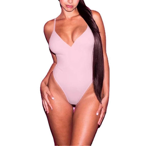 Muotoilevat korsetti-uimapuvut Camisole Selkäosattomat uima-asut Tyylikkäät olkaimet Uimapuku Pale Pinkish XL
