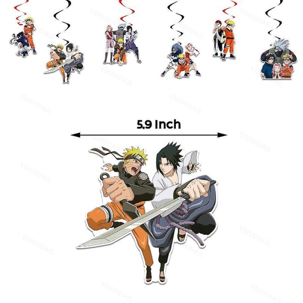 Naruto Kakashi-tema Födelsedagsfestdekoration för barn Latex aluminiumfolieballong engångsservis Eventtillbehör Bakgrund Spiral Ornament-6pcs