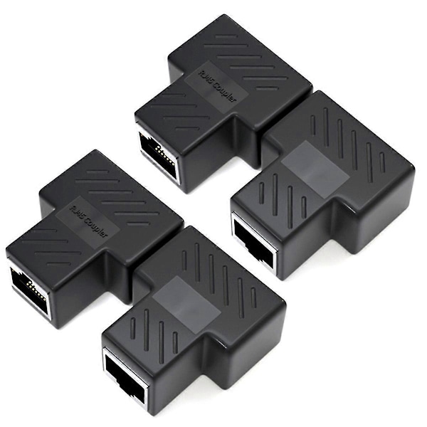 4 stk. Rj45 Ethernet Splitter Kobling 1 til 2 Splitter Adapter for Samtidig Internettilgang