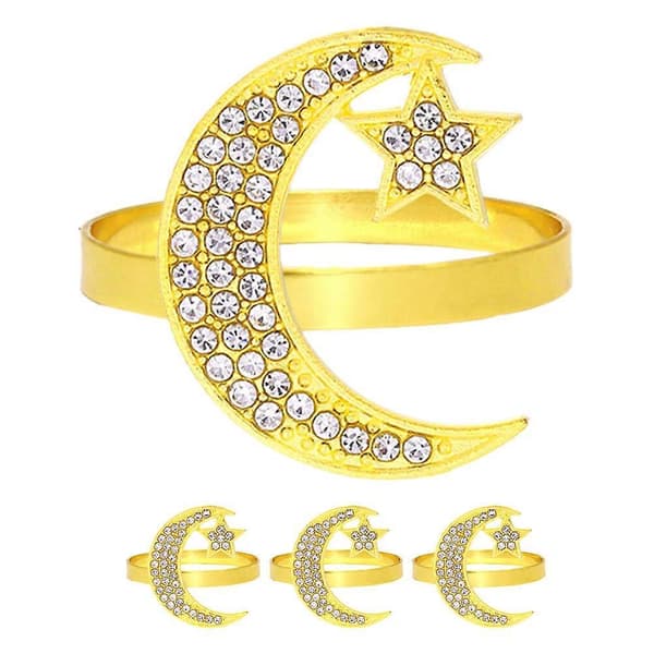 4 stk. Ramadan Metal Servietring Servietspænder Holder Metal Eid Mubarak Servietring Servietspænder
