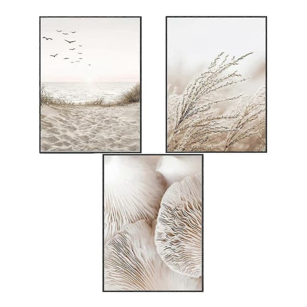 3 st Affischset Bilder Boho Strand Pampasgräs Konst Affisch Utan Ram Tryckta Bilder