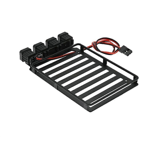 Metall Takstativ Bagasjebrett Med Led Lys Spotlight For Axial Scx24 1/24 Rc Crawler Bil U