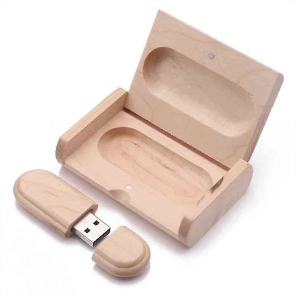 USB-minne 16GB U Disk Minne Stick Externminne Trä USB-minne Med Låda Portabel U Dis