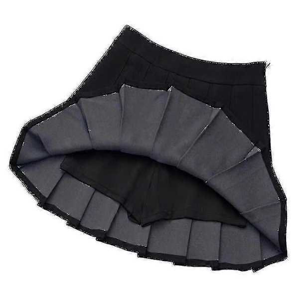 Tyttöjen korkeavyötäröinen pliseerattu vetoketjullinen tennishenkinen skater-minihame (lapset) Black 170cm  15-16 Years