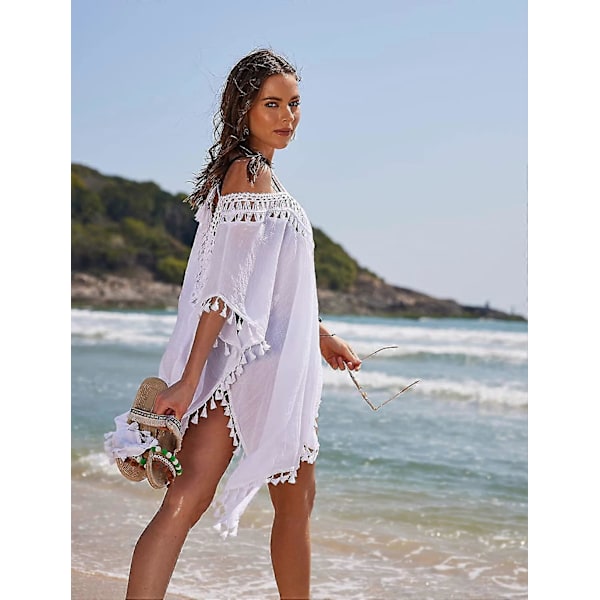 Badedragt Cover Up Dame Badedragt Kjole Plus Size Sexet Bikini Strand Tunika Top Sommer Style2 white S