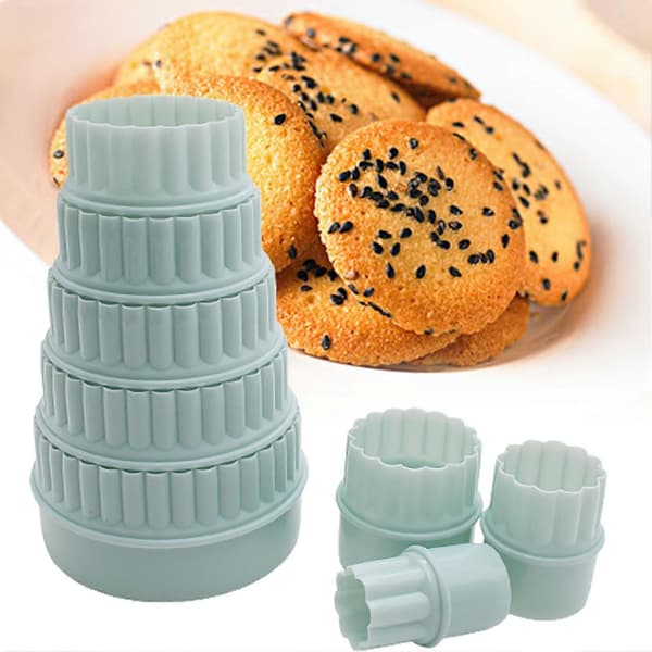8 stk/sett Kakeutstikkere Solid Gjenbrukbar Plast Multifunksjonell Bølgete Rund DIY Deigformformer for Baking
