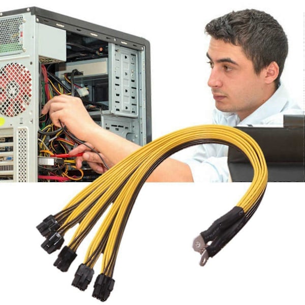 2x 6-nastainen liitin palvelinsyöttökaapeli Pcie P3 S7 S9 S11 Bitmain Miner -louhijoille, tukee louhijan PSU-kaapelia
