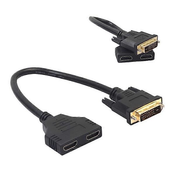 Dobbelt HDMI-kompatibel Hun til DVI 24+1 Han Adapter Kabel Bi-direktionel Konverter Ledning