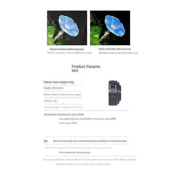 -m43 Objektivadapterring For Objektiv Til Em10 Penf Em5ii Epl