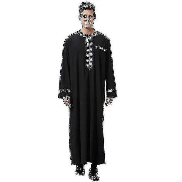 Mäns Saudi-Arabisk Kaftan Dubai Tunika Lång Topp Blus Thobe Kläder
