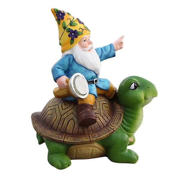 Tegneserie Solcellelampe Ornament Have Gård Dyr Ornament Harpiks Gnome Statue Have Gnome Statue