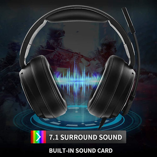 USB Professionelt Gaming Headset til PC - 7.1 Surround Sound Headset