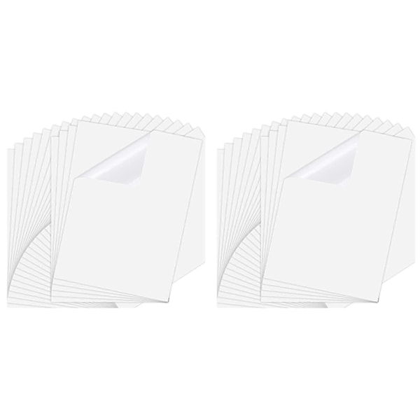 50 ark 8,3x11,6 tommer Inkjet-klistremerkepapir, Utskrivbar transparent film Hurtigtørkende papiretikett for
