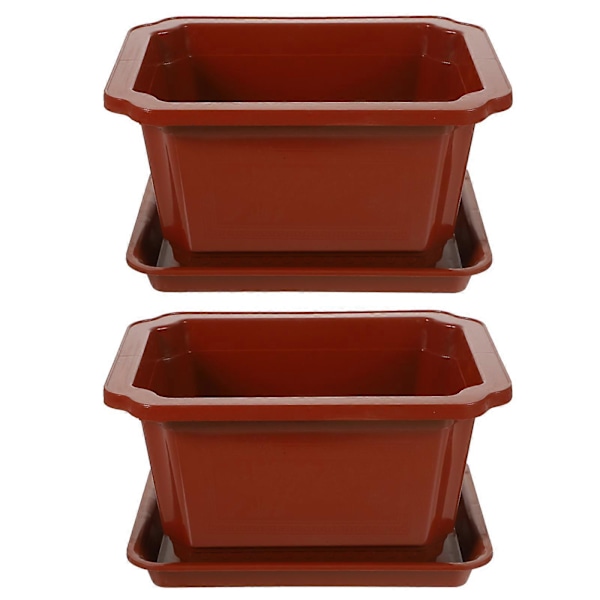2 Set Trädgårds Plast Planteringskärl Rektangulär Blomkruka Bonsaikruka Trädgårdsarbete Bonsai Behållare