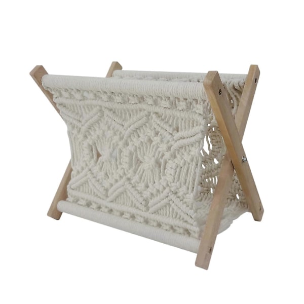 Boho Magasinholder, Dekorativ Macrame Bøger Magasiner Rack, Håndklæde Opbevaringskurv, Rustik Bolig Være