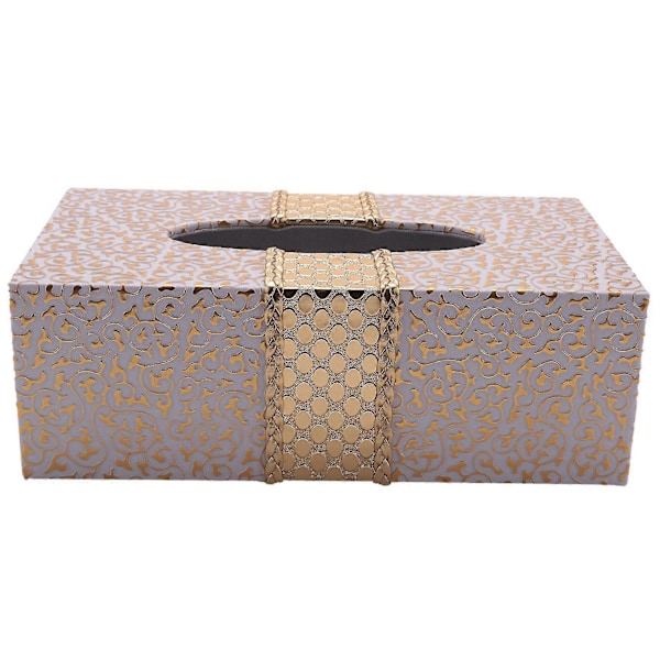 2 st Bil Hem Rektangelformad Pappersbox Hushåll Vardagsrum Skrivbord Servett Pappershållare Vit&guld