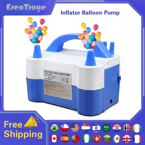 Högspänningsdubbelhål AC Bärbar elektrisk ballongpump Us-plugg Eu-plug 110v/220v ballongluftpumpuppblåsare för festbröllop 110V-120V US Plug