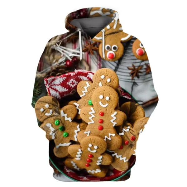 Herr jul 3d hoodies Sweatshirt Print Pepparkakor Casual Harajuku Toppar Höst Vinter Oversized Lyxkläder style 10 L