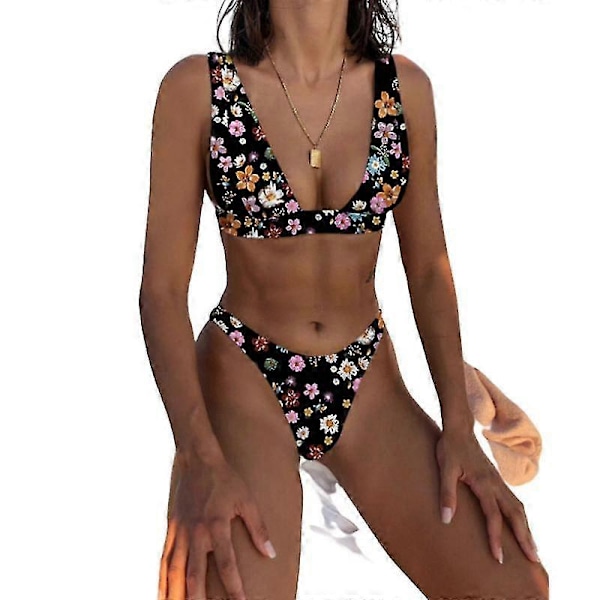 Mimigo Naisten Matala Vyötäröinen Bikini Uimapuku Push Up Halter Kaksiosainen Uima-asu COLOR 1 M