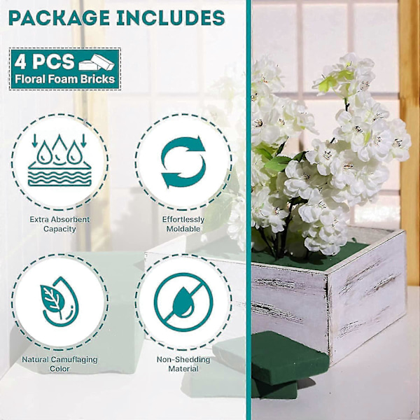 4 st Blomsterskumblock för hantverk, vått floristiskt skum för arrangemang med konstgjorda och färska blommor (