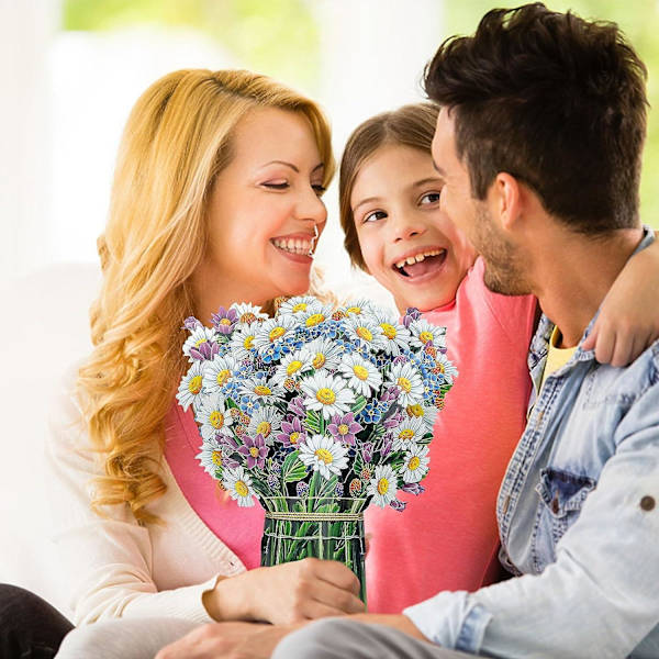 Daisy Pop Up Kort, 3D Pop-up Papir Fødselsdagsgave Lykønskningskort Med Notekort Og Kuvert, 30 cm Livsstørrelse Papir Evighedsblomster Gavekort Til Ha Vigorous flower